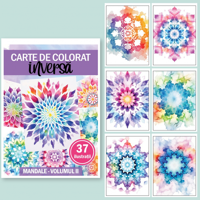 Carte de colorat inversa, 37 de ilustratii, Mandale - Volumul II, 80 pagini [3]