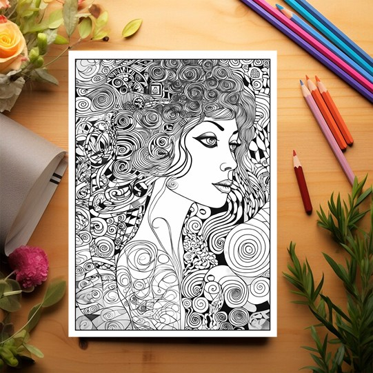 Carte de colorat pentru adulti, 25 de ilustratii, Gustav Klimt, 56 pagini [3]