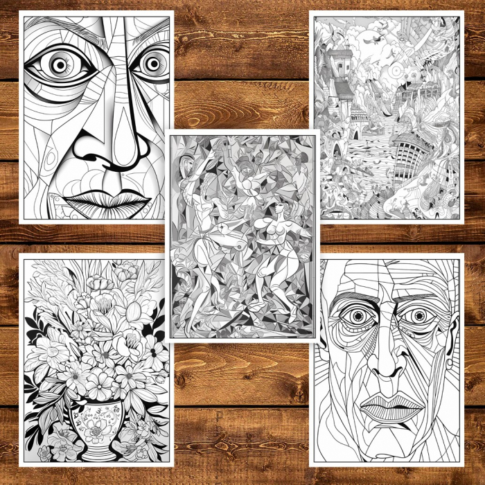Carte de colorat pentru adulti, 25 de ilustratii, Pablo Picasso, 56 pagini [5]