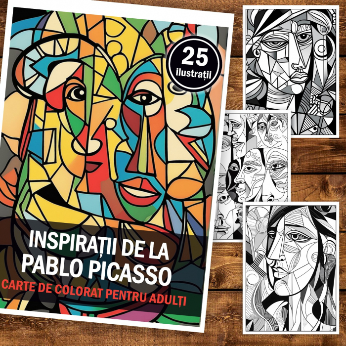Carte de colorat pentru adulti, 25 de ilustratii, Pablo Picasso, 56 pagini [2]