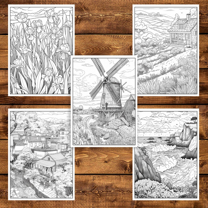 Carte de colorat pentru adulti, 25 de ilustratii, Vincent van Gogh, 56 pagini [5]