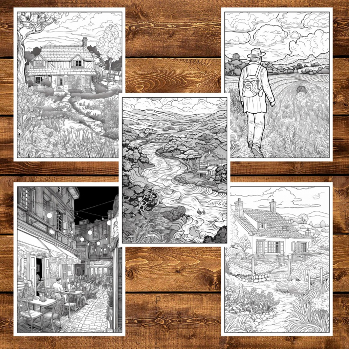 Carte de colorat pentru adulti, 25 de ilustratii, Vincent van Gogh, 56 pagini [6]