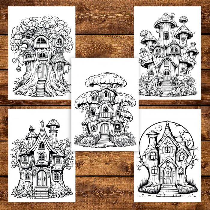 Carte de colorat pentru adulti, 38 de ilustratii, Case magice, 86 pagini [4]