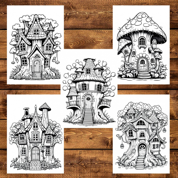 Carte de colorat pentru adulti, 38 de ilustratii, Case magice, 86 pagini [6]