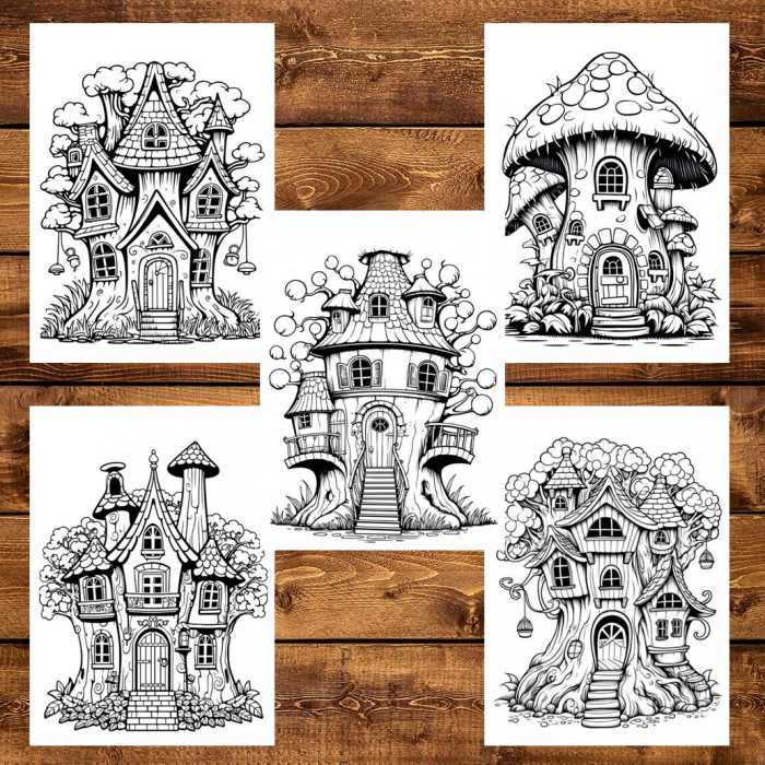 Carte de colorat pentru adulti, 38 de ilustratii, Case magice, 86 pagini [6]