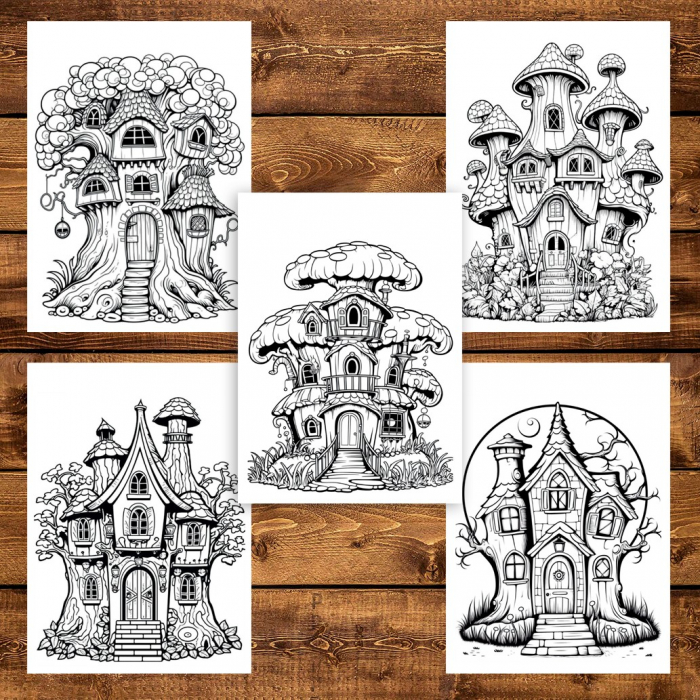 Carte de colorat pentru adulti, 38 de ilustratii, Case magice, 86 pagini [4]