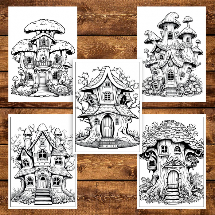 Carte de colorat pentru adulti, 38 de ilustratii, Case magice, 86 pagini [5]