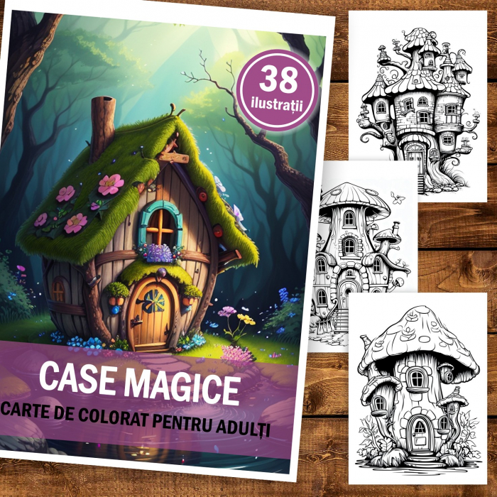 Carte de colorat pentru adulti, 38 de ilustratii, Case magice, 86 pagini [2]