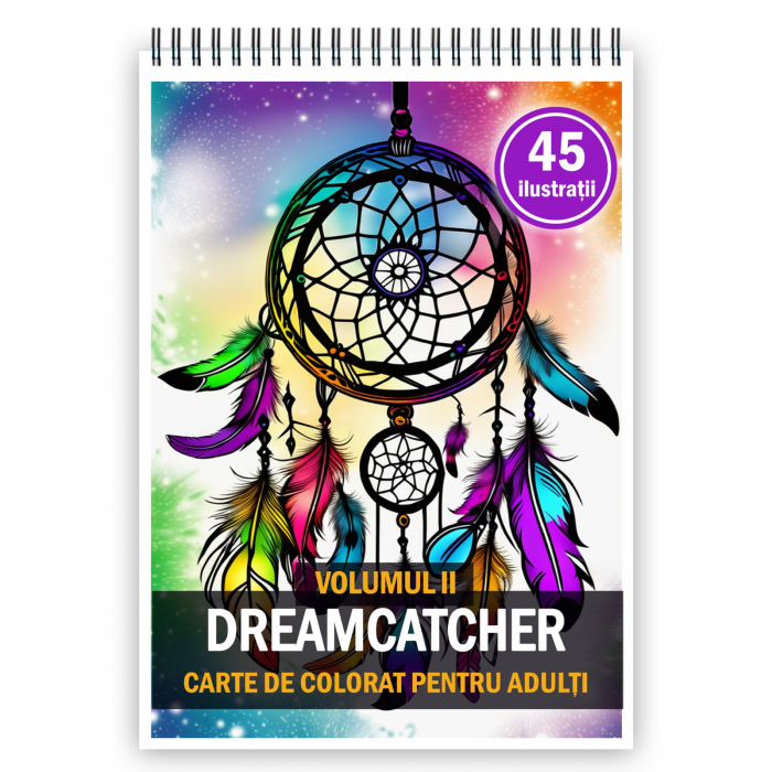 Carte de colorat pentru adulti, 45 de ilustratii, Dreamcatcher - Volumul II, 96 pagini [1]