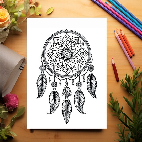 Carte de colorat pentru adulti, 45 de ilustratii, Dreamcatcher - Volumul II, 96 pagini [3]