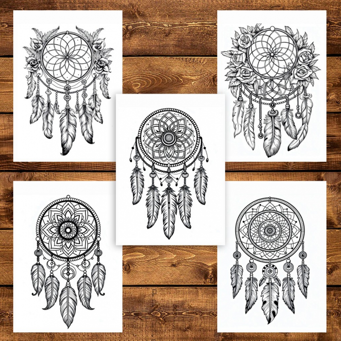 Carte de colorat pentru adulti, 45 de ilustratii, Dreamcatcher - Volumul II, 96 pagini [5]