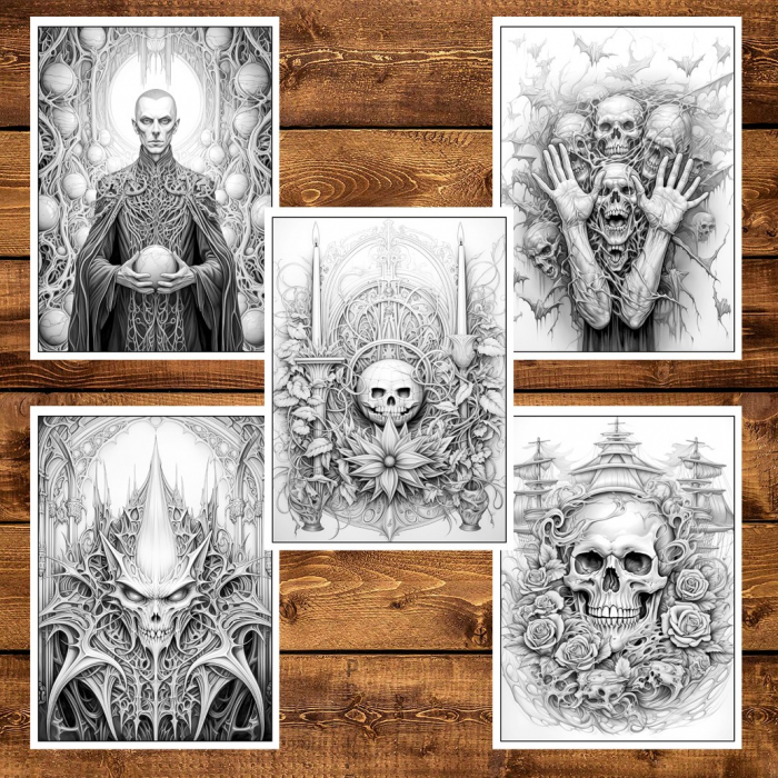 Carte de colorat pentru adulti, 45 de ilustratii, Halloween, 96 pagini [6]