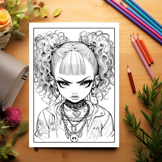 Carte de colorat pentru adulti, 50 de ilustratii, Anime Bad Teens - Volumul I, 106 pagini [3]