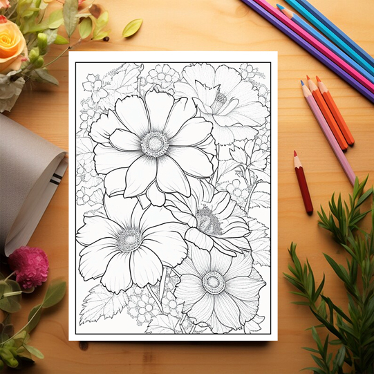 Carte de colorat pentru adulti, 50 de ilustratii, Aranjamente Florale - Volumul II, 106 pagini [3]