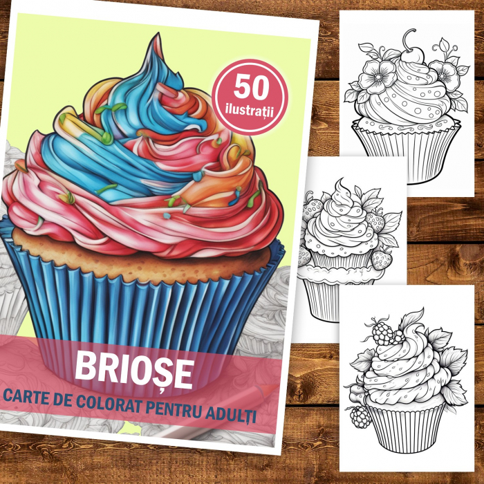 Carte de colorat pentru adulti, 50 de ilustratii, Briose, 106 pagini [2]