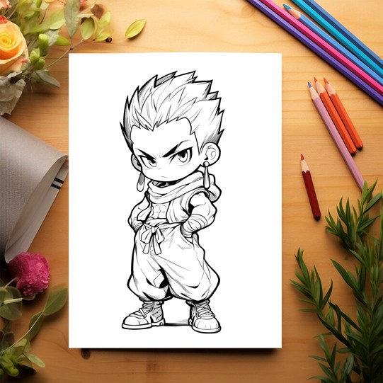 Carte de colorat pentru adulti, 50 de ilustratii Chibi Street Boys, 106 pagini [3]