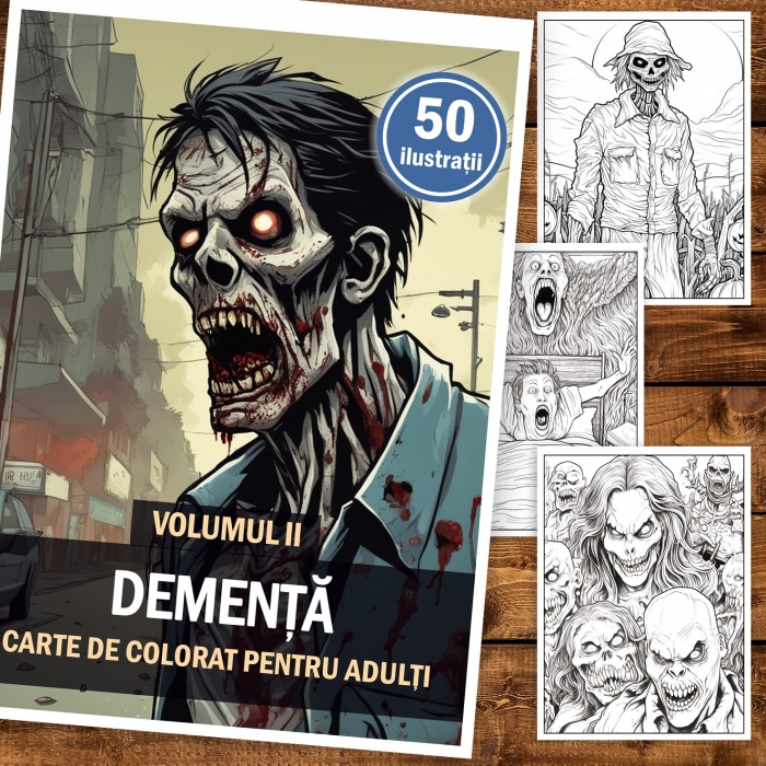 Carte de colorat pentru adulti, 50 de ilustratii, Dementa - Volumul II, 106 pagini [2]