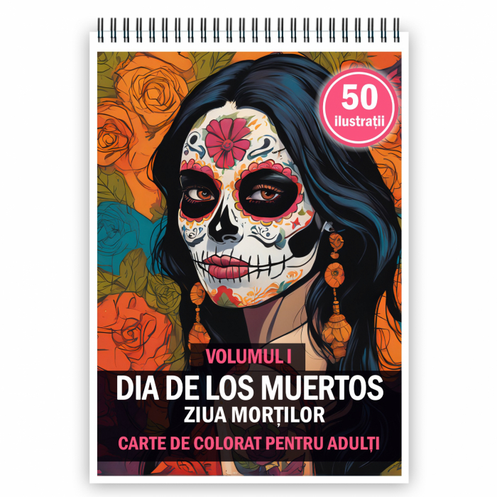 Carte de colorat pentru adulti, 50 de ilustratii, Dia de Los Muertos - Volumul II, 106 pagini [1]