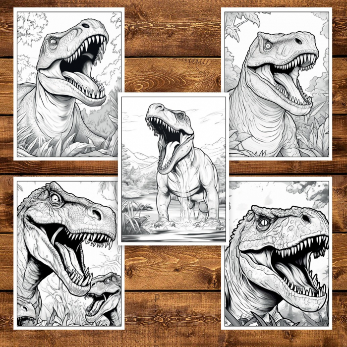 Carte de colorat pentru adulti, 50 de ilustratii, Dinozauri, 106 pagini [4]