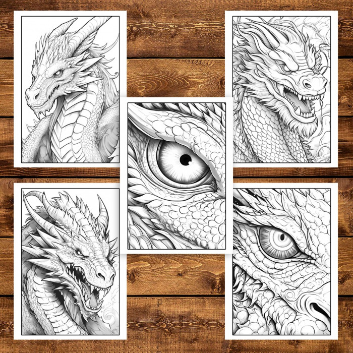 Carte de colorat pentru adulti, 50 de ilustratii, Dragoni, 106 pagini [5]