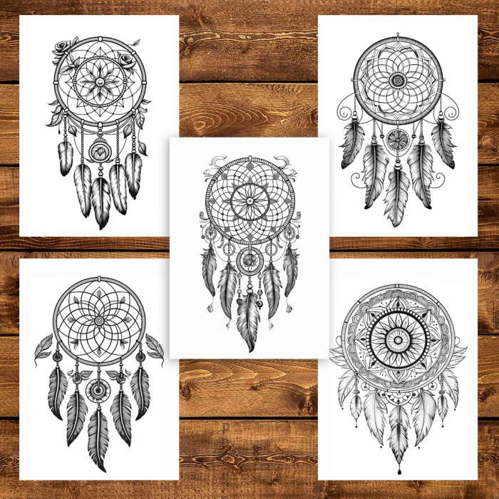 Carte de colorat pentru adulti, 50 de ilustratii, Dreamcatcher - Volumul I, 106 pagini [4]