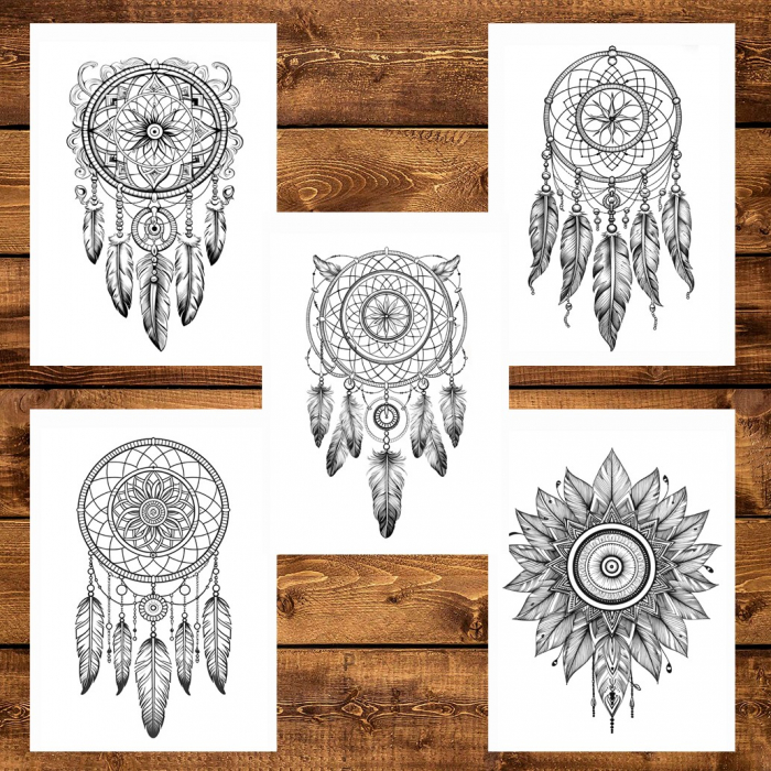 Carte de colorat pentru adulti, 50 de ilustratii, Dreamcatcher - Volumul I, 106 pagini [6]