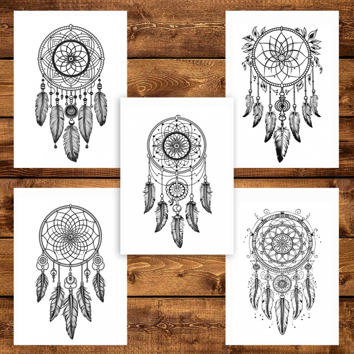 Carte de colorat pentru adulti, 50 de ilustratii, Dreamcatcher - Volumul I, 106 pagini [5]