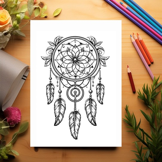 Carte de colorat pentru adulti, 50 de ilustratii, Dreamcatcher - Volumul I, 106 pagini [3]