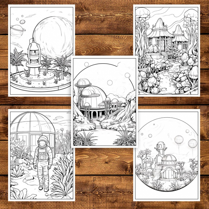 Carte de colorat pentru adulti, 50 de ilustratii, Gardens of the Galaxy, 106 pagini [5]