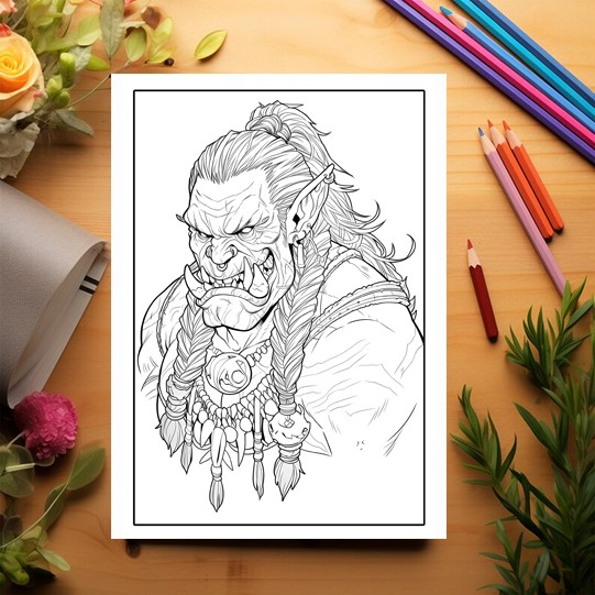 Carte de colorat pentru adulti, 50 de ilustratii, Orcs and Goblin, 106 pagini [3]