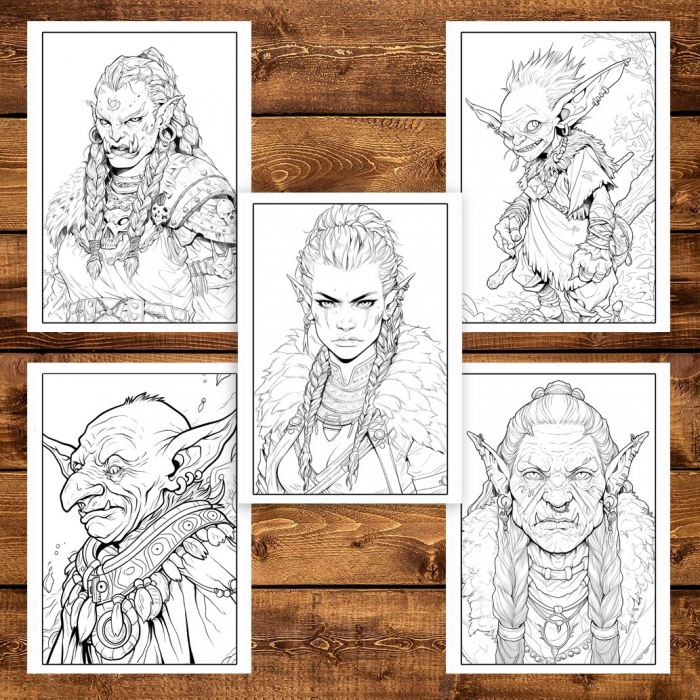 Carte de colorat pentru adulti, 50 de ilustratii, Orcs and Goblin, 106 pagini [4]