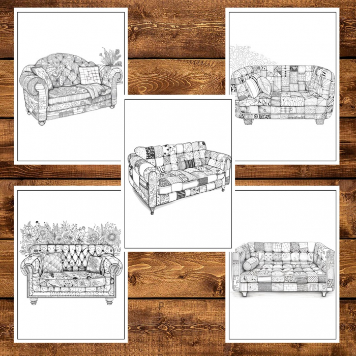 Carte de colorat pentru adulti, 50 de ilustratii, Patchwork, 106 pagini [6]