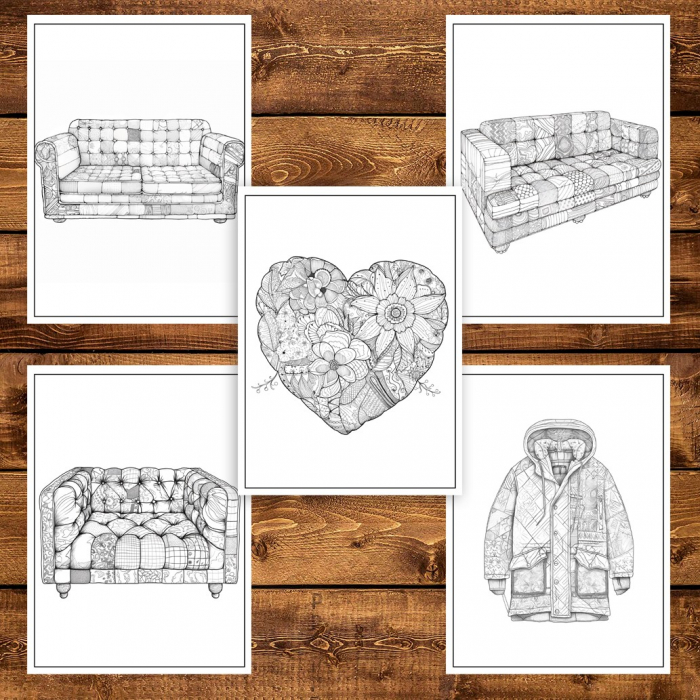 Carte de colorat pentru adulti, 50 de ilustratii, Patchwork, 106 pagini [5]
