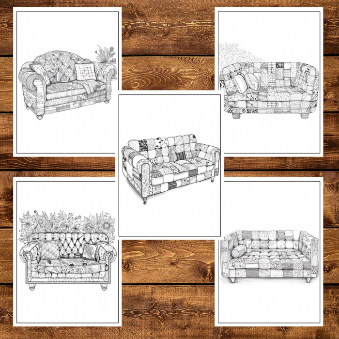Carte de colorat pentru adulti, 50 de ilustratii, Patchwork, 106 pagini [6]