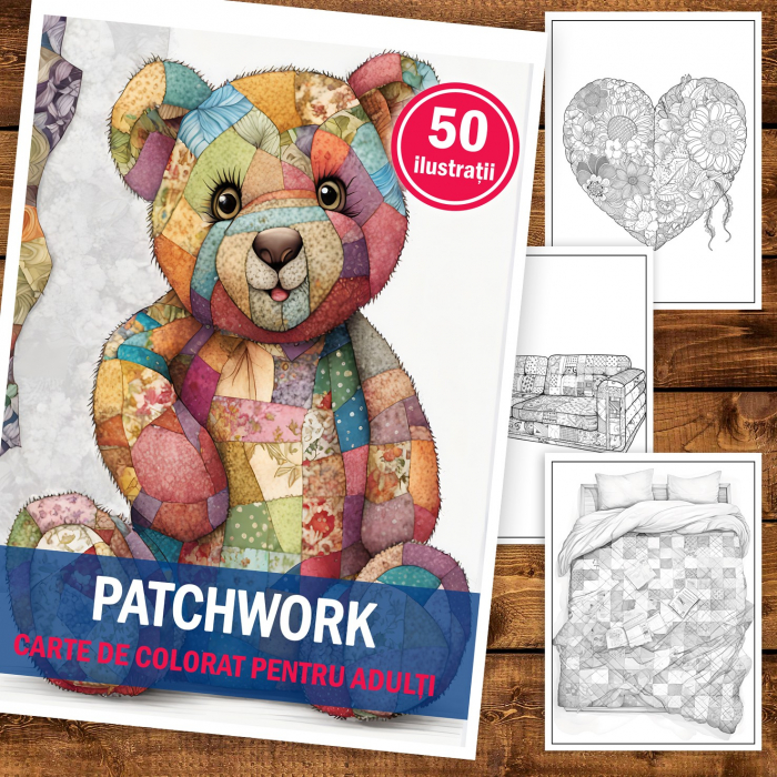 Carte de colorat pentru adulti, 50 de ilustratii, Patchwork, 106 pagini [2]