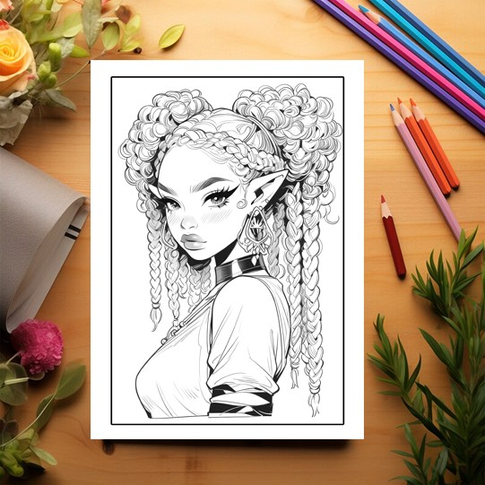 Carte de colorat pentru adulti, 50 de ilustratii Sassy Elf Girls - Volumul II, 106 pagini [3]