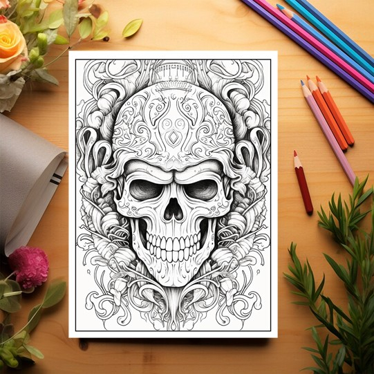 Carte de colorat pentru adulti, 50 de ilustratii, Sugar Skulls - Volumul III, 106 pagini [3]