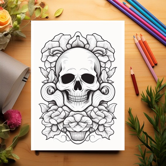 Carte de colorat pentru adulti, 50 de ilustratii, Tatuaje - Volumul II, 106 pagini [3]