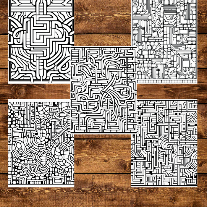 Carte de colorat pentru adulti, 50 de ilustratii, Tipare Abstracte, 106 pagini [6]