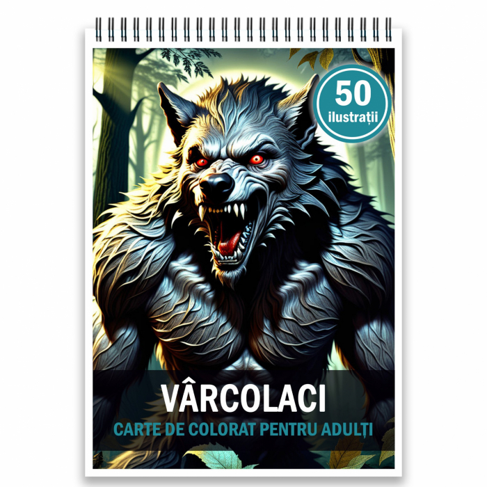 Carte de colorat pentru adulti, 50 de ilustratii, Varcolaci, 106 pagini [1]