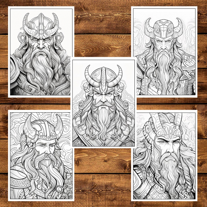 Carte de colorat pentru adulti, 50 de ilustratii, Vikingi, 106 pagini [6]