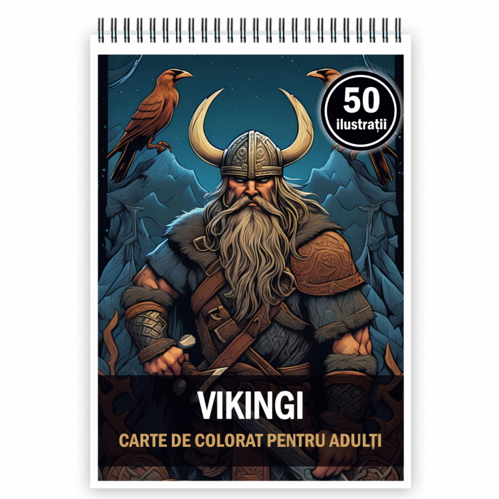 Carte de colorat pentru adulti, 50 de ilustratii, Vikingi, 106 pagini [1]