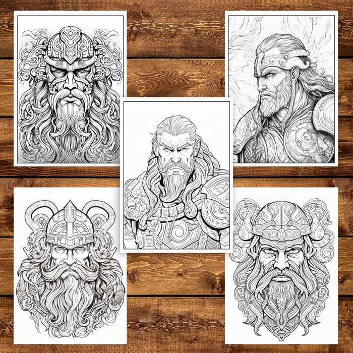Carte de colorat pentru adulti, 50 de ilustratii, Vikingi, 106 pagini [5]