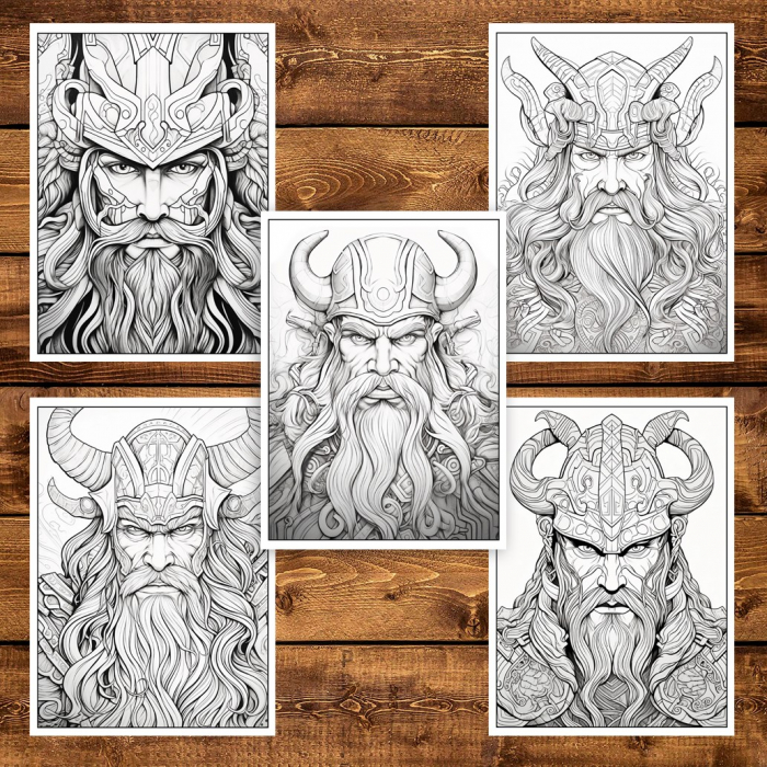 Carte de colorat pentru adulti, 50 de ilustratii, Vikingi, 106 pagini [4]