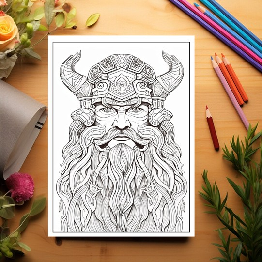Carte de colorat pentru adulti, 50 de ilustratii, Vikingi, 106 pagini [3]