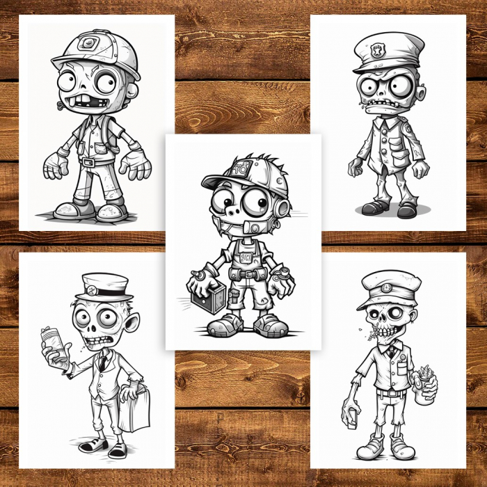 Carte de colorat pentru adulti, 50 de ilustratii, Zombie kids - Volumul II, 106 pagini [4]