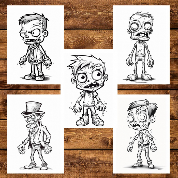 Carte de colorat pentru adulti, 50 de ilustratii, Zombie kids - Volumul II, 106 pagini [6]