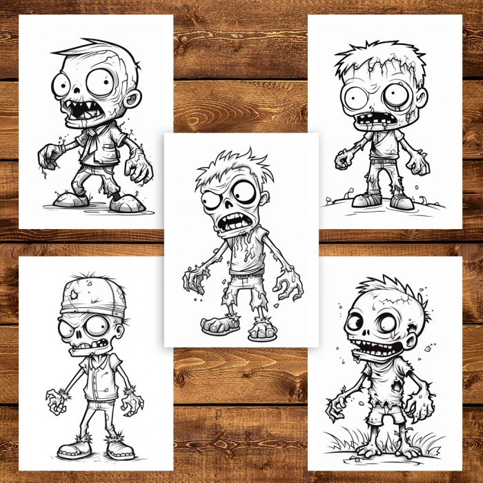 Carte de colorat pentru adulti, 50 de ilustratii, Zombie kids - Volumul II, 106 pagini [5]