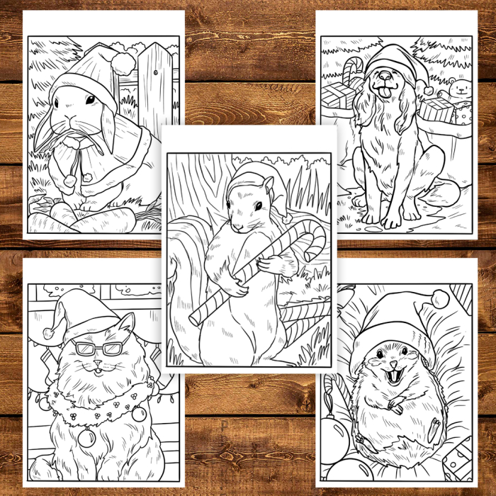 Carte de colorat pentru copii , 30 de ilustratii Animalute Festive - Volumul II, 66 pagini [5]