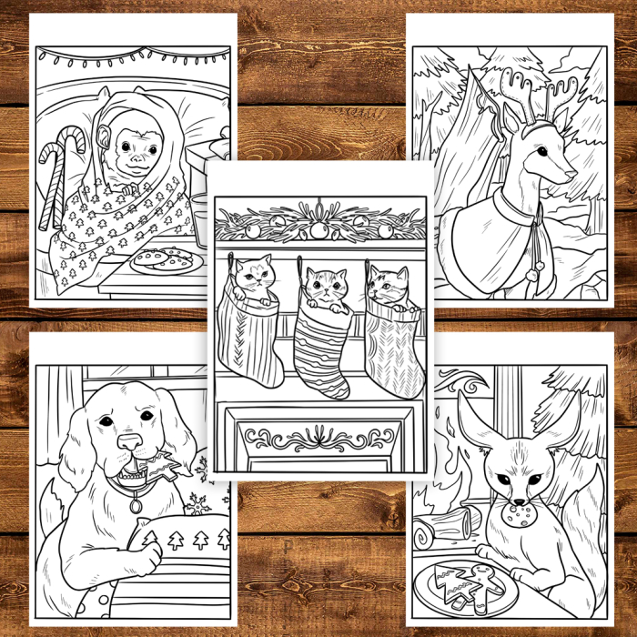 Carte de colorat pentru copii , 30 de ilustratii Animalute Festive - Volumul II, 66 pagini [4]